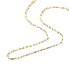 A statement Link Chain necklace from our signature O Collection. Pair it with other necklaces from this collection. Our patented connectors let you easily link and layer necklaces in any order you desire. Link chain, width 2mm Adjustable chain: 16-19in (41-46cm) When layered, chain length is: 16-21in (41-46cm) Learn more Gold Filled Spring clasp closure Hypoallergenic, lead and nickel free #080GF Minimalist Long Cable Chain Necklace, Modern Link Chain Necklace For Everyday, Modern Everyday Link Chain Necklace, Everyday Necklace With Rectangular Link Cable Chain, Gold Link Chain Necklace, Rectangular Link Gold Chain Necklace For Layering, Gold Chain Necklace With Rectangular Links For Layering, Everyday Cable Chain Necklace With Rectangular Links, Layering Cable Chain Link Necklace