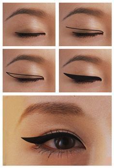 Eyeliner For Monolids, Eyeliner Shapes, Makeup Tutorial Eyeliner, Eye Makeup Steps, Makijaż Smokey Eye