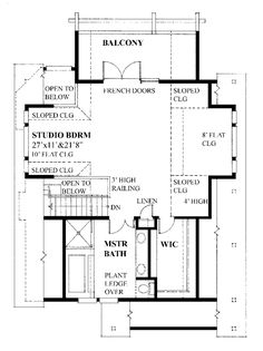 the first floor plan for a home with two bedroom and an attached loft area,