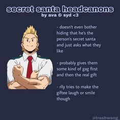 an image of a man with his arms crossed in front of him and the words secret santa