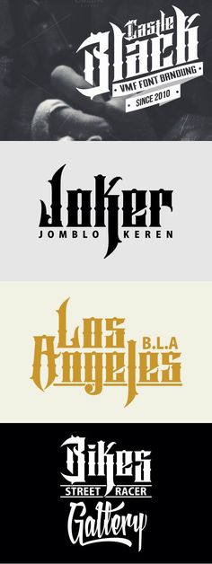 some type of font that is in different colors and styles, including black, white, yellow