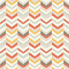 an orange and grey chevroned wallpaper pattern