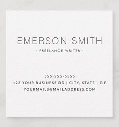 a white business card with the words emerson smith on it