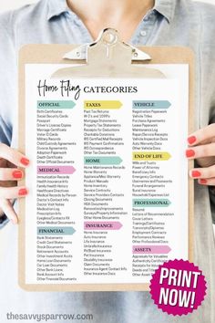 a woman holding up a printable home buying guide