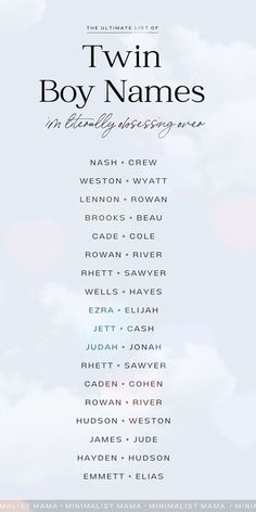 the poster for twin boy names