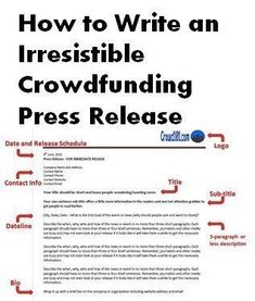 how to write an irresistible crowdfunding press release info sheet?