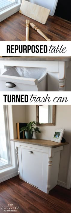 the before and after pictures of an old dresser makeover with paint, wood, and furniture