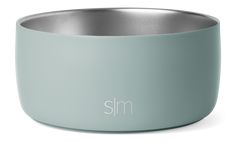 a blue bowl with the word smm written on it's front and side