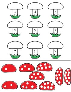 the mushroom addition is shown with numbers and mushrooms on it, which are numbered in red