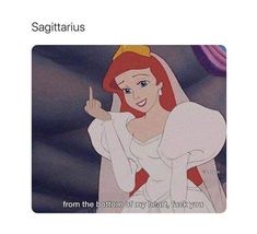 an image of a cartoon character with the caption saying sagittrius from the bottom of my heart, they say