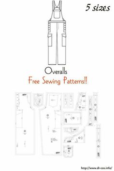 the sewing pattern for overalls is shown