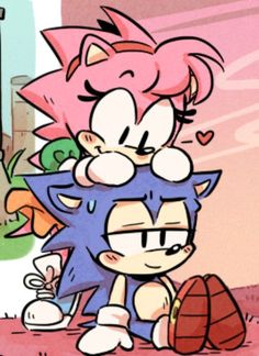 an image of sonic and knuckles hugging each other