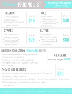 the pricing list for an apartment