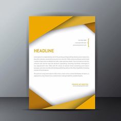 a yellow and white business letterhead with an abstract design on the bottom half of it