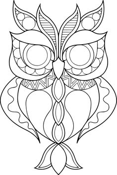 an owl's head with leaves on it, outlined in black and white ink