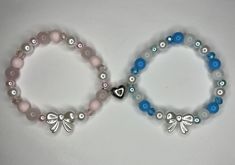 Blue and Pink bow matching bracelets. It comes with both bracelets when you order. Cheap Blue Bracelet For Best Friend, Cute Adjustable Bow As Gift, Adjustable Bow Bracelet Gift, Adjustable Bow Bracelet For Gift, Adjustable Bow Bracelet As Gift, Adjustable Ribbon Bow Gift, Adjustable Blue Bow With Ribbon, Cute Blue Bracelets For Party, Adjustable Blue Ribbon Bow