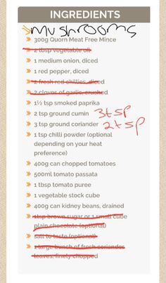 the ingredients list for an easy recipe