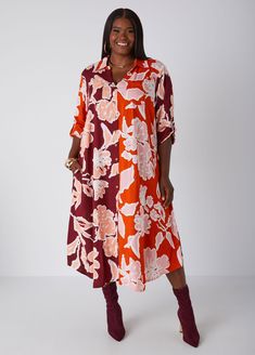 Florals for Fall is groundbreaking in our shirtdress designed with a blooming floral print against our demure midaxi length. Winter Fashion Plus Size, Dresses Plus Size Casual, Floral Dress Plus Size, Plus Size Floral Dress, Plus Size Shirt Dress, Plus Size Casual Dress, Fall And Winter Fashion, Plus Size Shirt, Plus Size Fall