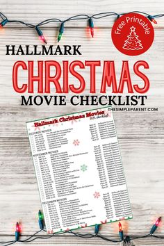 a christmas movie checklist with lights on it