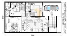 the floor plan for a two bedroom house with an attached garage and living room area