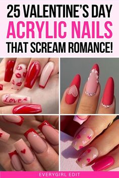 Acrylic Nails, Valentines Day, Valentines, Valentine's Day