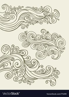 two hand drawn swirls on a white background