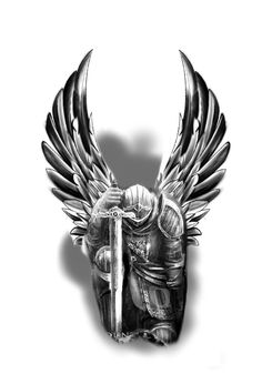 Angel Warrior Tattoo, Christus Tattoo, Guardian Angel Tattoo Designs, St Michael Tattoo, Alas Tattoo, Warrior Angel, Guardian Angel Tattoo, Archangel Tattoo, Heaven Tattoos