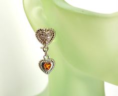 Judith Ripka, Double Heart, 45 Years, Earrings Sterling Silver, Sterling Earrings, Jewelry Earrings Studs, Luxury Jewelry, Citrine, Cubic Zirconia