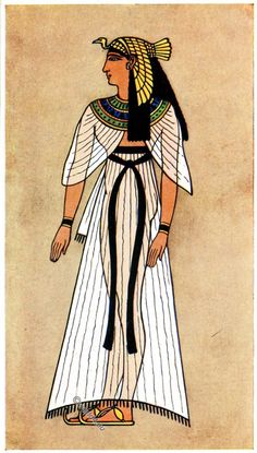 an ancient egyptian woman in white and black