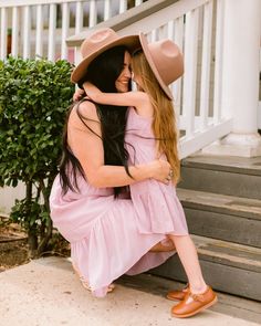 Brooklyn Sun Dress - Pink with White Dots #product_type - Bailey's Blossoms Boho Flat, Mommy Daughter Pictures, Daughter Pictures, Brooklyn Dress, Sundress Season, Flat Brim Hat, Mommy Daughter, Reference Poses, Sun Dress