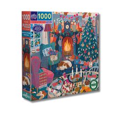 eeBoo Puzzles - English Cottage Christmas 1000 Piece Puzzle - The Puzzle Nerds English Cottage Christmas, Art Supplies Gift, Educational Flash Cards, English Christmas, Holiday Puzzle, Viborg, Christmas Puzzle, Cottage Christmas