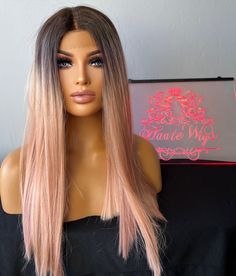 vibrant pink highlights in blonde hair Blonde Hair With Light Pink Underneath, Blonde 2023, Beauty Supply Wigs, Dark Roots Ombre, Purple Blonde Hair, Gold Blonde Hair, Rose Gold Hair Blonde, Blond Rose, Rose Gold Blonde