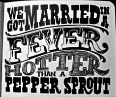 an open book with black and white lettering on the cover that says, we got married in a fever hotel than a pepper sprout