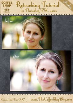 the before and after photoshopped image of a woman's face in two different frames