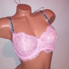 Victoria Secret Bra Push Up Without Padding Pink Shine Strap Lace Bling Very Sexy Collection Underwire New With Tags *Bundle To Save Chavonne11 091824 32dd 32ddd Bling Bra, Victory Secret, Pink Outfits Victoria Secret, Cute Bras, Pink Sparkly, Sleep Wear, Victoria Secret Bras, Pink Outfits, Pink Bra