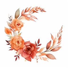 a watercolor wreath with flowers and leaves