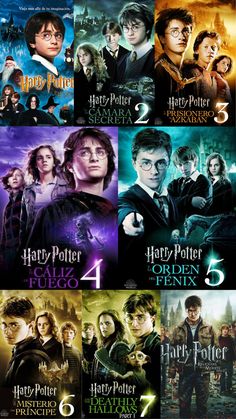 the harry potter movie poster is shown in many different colors and sizes, including one for each