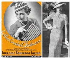 an old fashion ad featuring a woman in a dress and hat