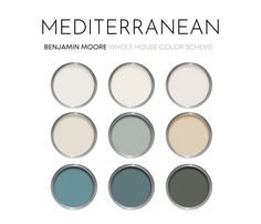 the different shades of paint on a white background with text that reads mediteranen