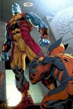 an image of a comic character being attacked by two other characters in front of a building