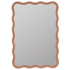 a mirror with an orange border around the edge and a brown frame on top of it