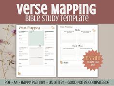 a bible study book with the words verse map on it and flowers next to it