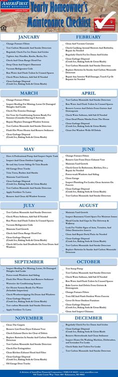 the annual homeowner's maintenance checklist is shown in blue and white