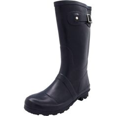 NORTY Womens Matte Mid Calf Rain Boots Navy Blue. Adult Ladies Waterproof Winter Spring Garden Boot Medium Width. No matter how wet, muddy, or slick it gets outside, our adult rain boots for women have you covered. An 11.25 inch boot shaft with fun, feminine styling keeps you warm, dry, and outfitted in fresh fall and winter-ready looks. This extra-roomy insulated rubber boot lets you layer on your favorite thick socks on the colder days, and a rugged rubber tread sole makes sure you don't slip and slide. Whether you're using them as garden shoes or from point A to point B, they have a matte finish that makes them easy to clean after a full day outdoors. Size: 8 B(M)US.  Gender: female. Waterproof Mid-calf Boots With Round Toe For Outdoor, Rain Boots For Women, Girls Rain Boots, Black Snow Boots, Garden Boots, Garden Shoes, Womens Rain Boots, Waterproof Winter Boots, Slip And Slide