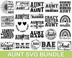 an assortment of svg font and designs