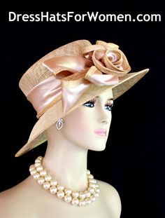 Ladies Metallic Gold And Champagne Beige  Wide Brim Sinamay Straw Designer Fashion Church Wedding Hat. The Bow Can Be Worn Toward The Front Of The Face Or Toward The Back Of The Head. This Dress Hat Is Suited For Weddings, Formals, Bridal, Mother Of The Bride, The Kentucky Derby, The Melbourne Cup, The Royal Ascot,  And Horse Races.

Measurements: Crown Measures 22.5".  This lovely headpiece is suited for Spring, Summer or Early Fall.

All Sales Are Final. Adjustable Brimmed Straw Hat For Wedding, Beige Straw Hat With Curved Brim For Wedding, Beige Curved Brim Straw Hat For Wedding, Beige Brimmed Straw Hat For Wedding, Elegant Pink Straw Hat For Wedding, Classic Adjustable Straw Hat For Weddings, Classic Mini Hats For Summer Wedding, Pink Brimmed Straw Hat For Weddings, Adjustable Wide Brim Straw Hat For Wedding