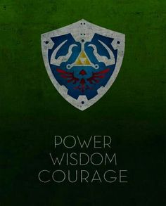 a poster with the words power, wisdom and courage written in white on a green background