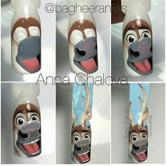 Olaf Nails, Frozen Nail Art, Frozen Nails, Disney Inspired Nails, Neat Nails, Nail Art Techniques, Nail Art Gel