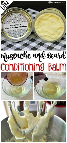 Is your beard feeling a little stiff and scratchy? A mustache and beard balm is a must for anyone with facial hair. This balm conditions, softens, moisturizes and helps style mustaches and beards. This recipe is made with organic ingredients and so easy that anyone can make it. #DIY #DIYnatural #beardbalm #DIYbeardbalm #giftsformen #giftsfordad #DIYgiftsformen #DIYgiftsfordad #Mustachebalm Diy Mustache, Beard Balm Recipe, Diy Beard Balm, Beard Oil Recipe, Beard Cream, Balm Recipe, Beard Butter