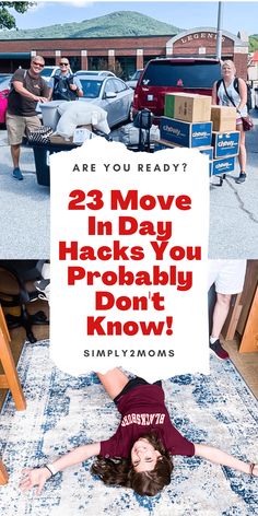 a woman laying on top of a rug with the words 23 move in days you probably don't know